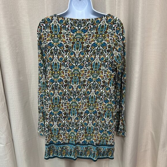 J. Jill Long Sleeve Pullover Tunic Women's Size Medium Floral Print - Picture 2 of 9